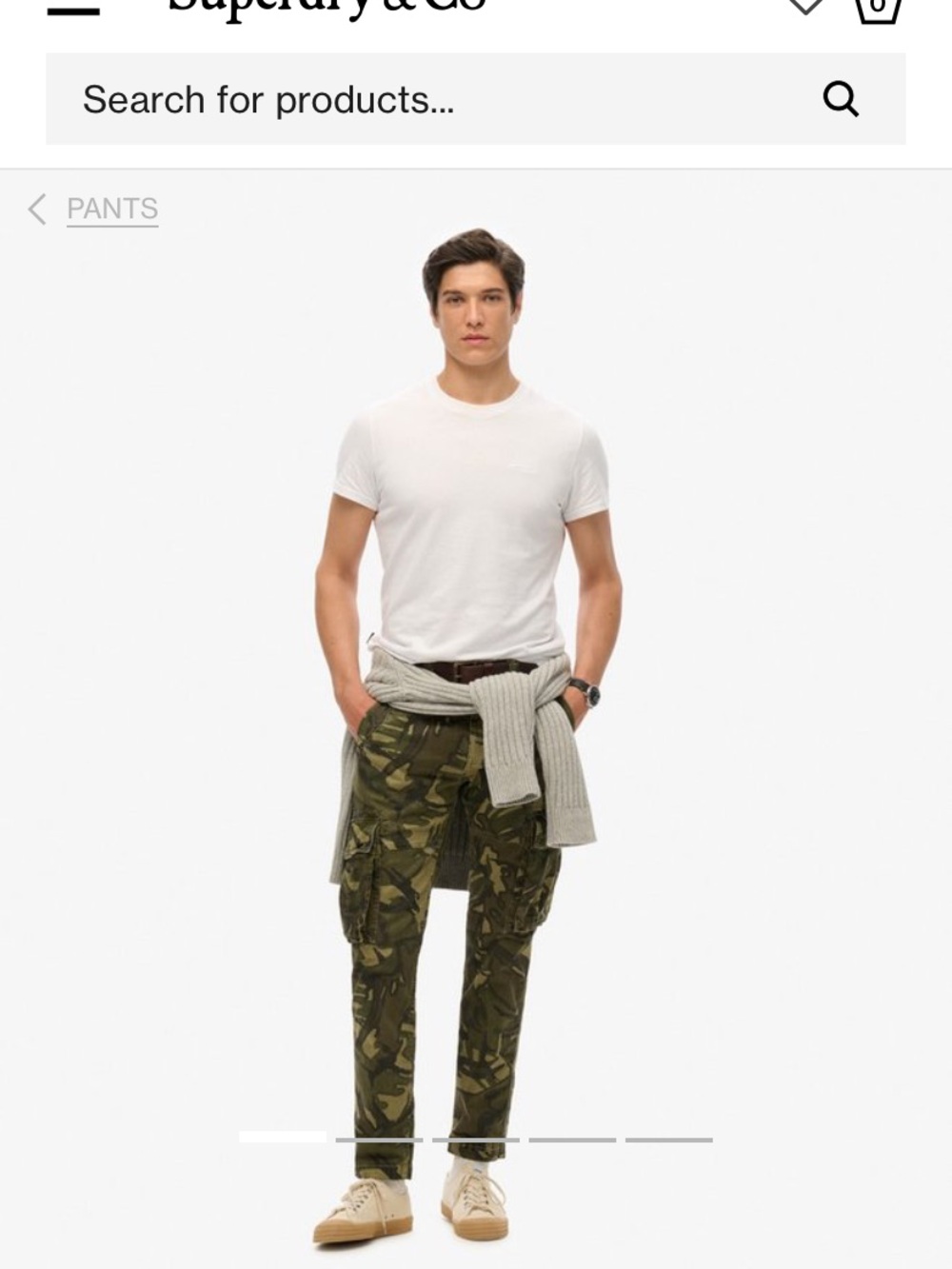 Superdry Mens Camouflage Cargo Pants - Olive/Brown Camo - Picture 5 of 8